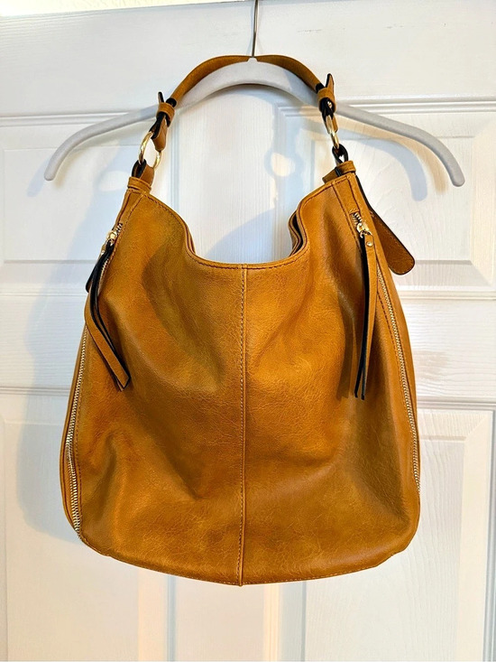 Handbags - Brown Vegan Leather Hobo Bag